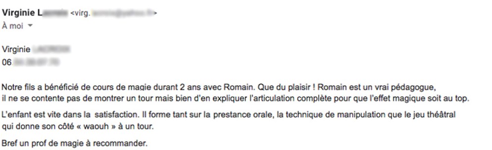 Attestation cours particulier